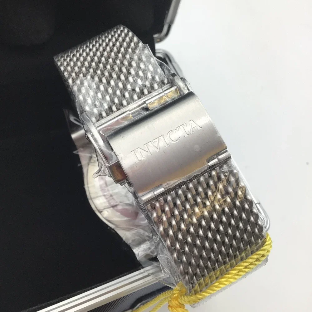 Invicta‎ Venom Chain Quartz Chronograph Mens Watch Silver Steel Mesh NEW